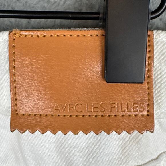 Avec Les Filles Womens Denim Jeans Crop Flare Size 31 Antique White Designer - Picture 10 of 11